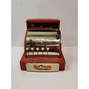 Antique 1950's Tom Thumb Metal Vintage Cash Register - Red - Works!